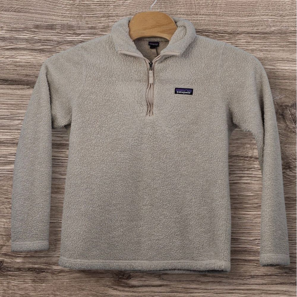 Patagonia Jacket Size Large Worn Wear Women Los Gatos 1/4 Zip Fuzzy Warm Calcium